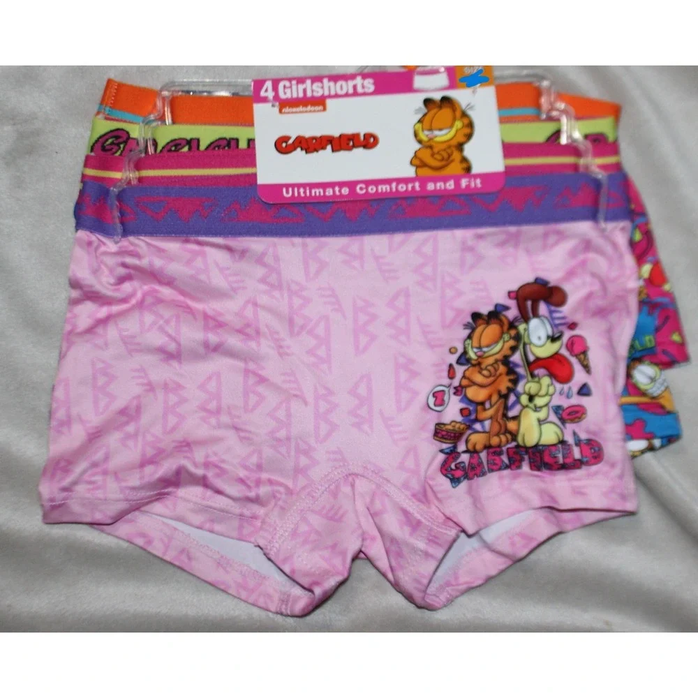 Nickelodeon Garfield Girls 4 Pack Boyshorts Underwear Size 6 NWT